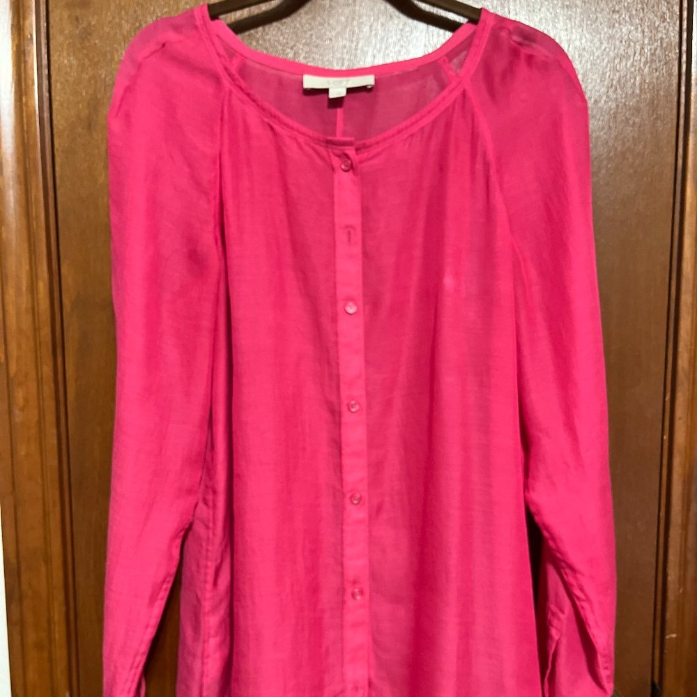Beautiful Long Sleeve Light Weight Button Down Blouse